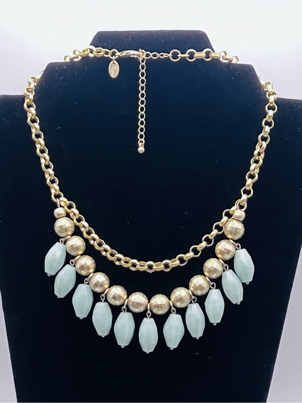 Lia Sophia Gold-Tone Necklace with Mint Bead Drops